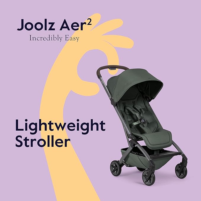 Joolz Aer2 Lightweight Travel Stroller for Baby & Toddler – Ultra-Compact One-Hand Foldable Stroller, Reclining Seat, UPF 50+ Canopy, Adjustable Leg Rest, Carry-On & Airplane Approved (Forest Green)