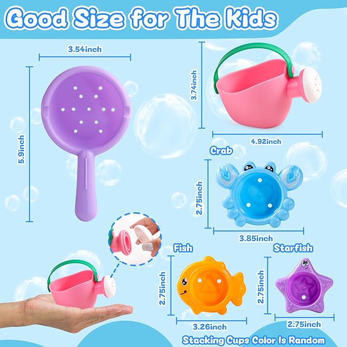 Baby Bath Toys for Kids Ages 1-3 5 PCS Toddler Bath Toys Mold Free for 2-4 Bathtub Sand Beach Pool Water Toddler Toys & Christmas Birthday Gifts (Color Random)