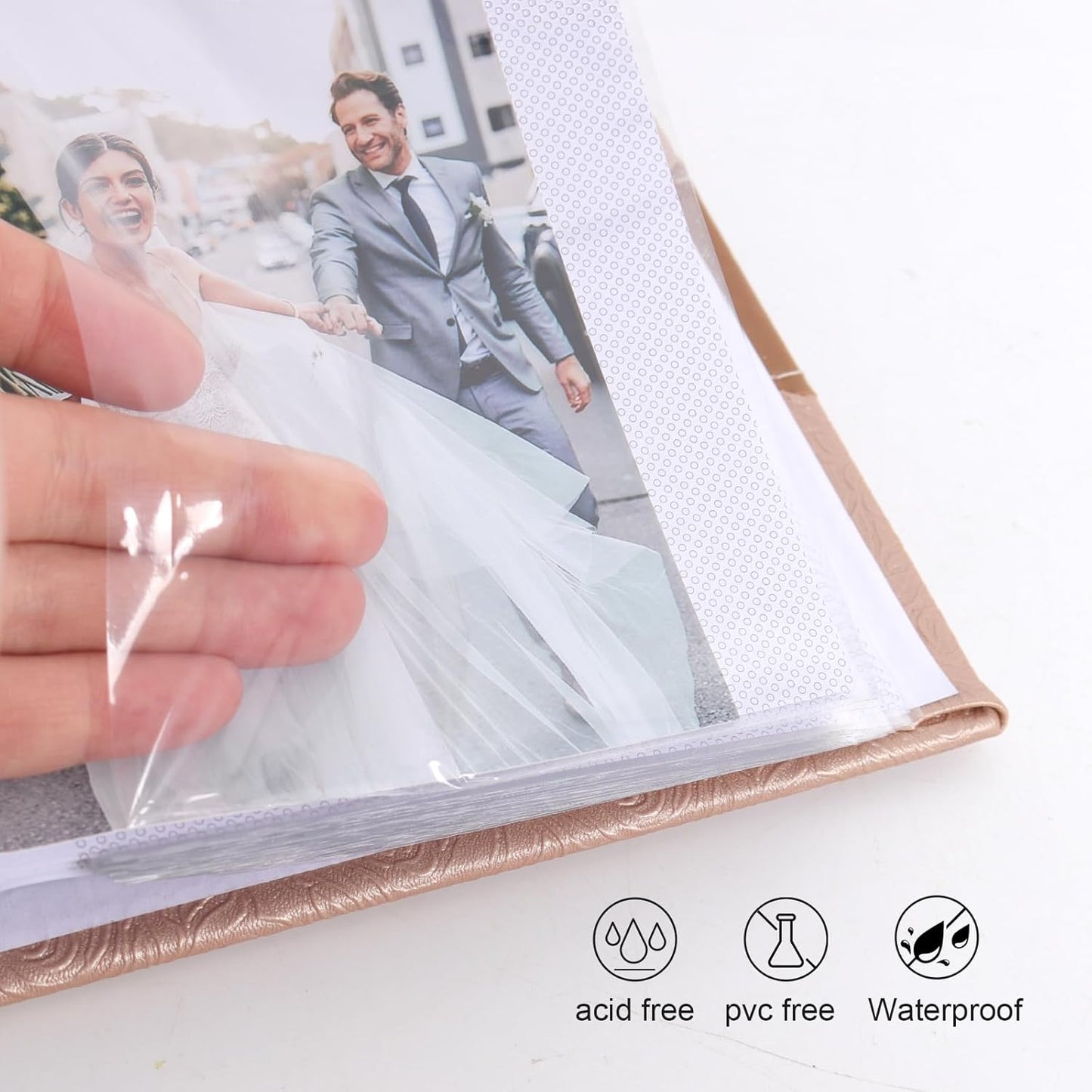 RECUTMS Photo Album 4x6 with Writing Space 100 Photos Photo Book, Leather Cover Picture Album with Memo Areas for Wedding Anniversary Family Baby Couple Valentines Graduation Travel (Light Coffee)