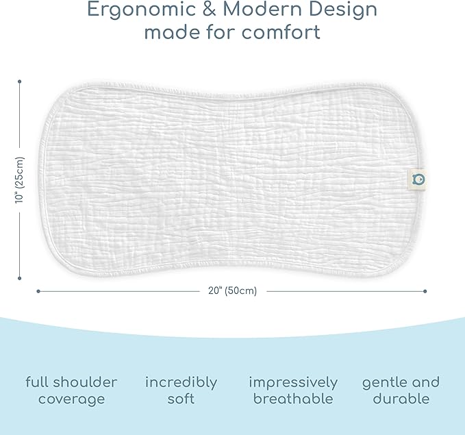 Muslin Burp Cloths Set, 6 Pieces, 100% Organic Cotton Hand Washcloths for Baby Boys and Girls Extra Absorbent and Soft Burping Rags (White - Solid Color)