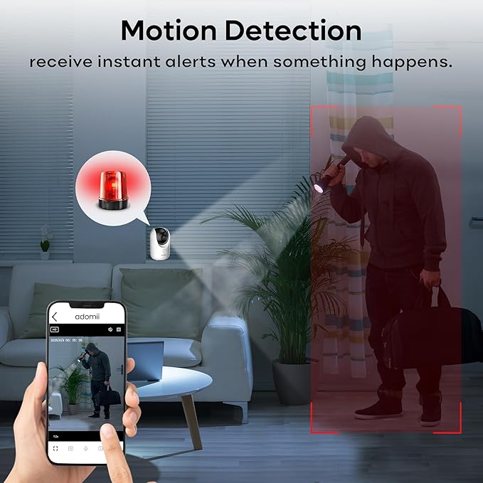 2K Indoor Cameras for Home Security - Camera with Pan/Tilt, 33ft Night Vision, 2 Way Audio, BLE Pairing - Motion Detector Indoor Wi-Fi Camera for Baby & Pet Monitor