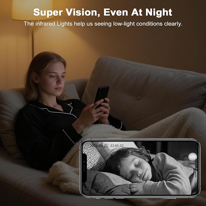 Security Camera for Home Baby Monitor, 1080p HD Video WiFi Indoor Camera with Motion Detection, 2-Way Audio Siren, Night Vision, Cry Detection/Temperature Detection