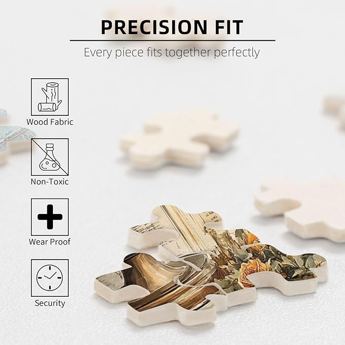 Elegant Globe Puzzle，World Map Inside, Vintage Backdrop, and Rose Detailing，1000 Piece Adults Wooden Jigsaw Puzzle，Puzzles Suitable for Entertaining with Family During Holidays