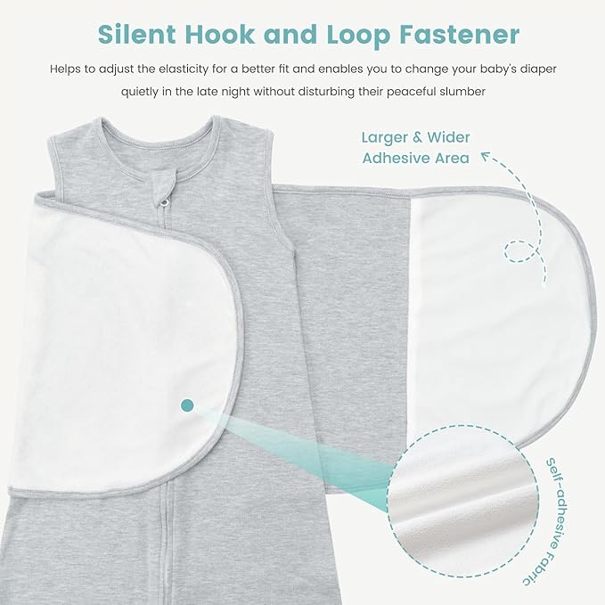 Baby Swaddle Sleep Sack 1.0 Tog 3-in-1 Cotton Baby Swaddle Blanket Wrap for Newborns 6-12 Months Grey