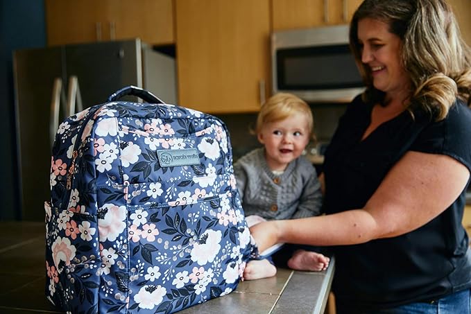 Sarah Wells Kelly Breast Pump Backpack & Tote - Insulated Pocket, Laptop Sleeve & Easy-Clean Design, Fits All Pumps, Diaper Bag for Moms (Le Floral)