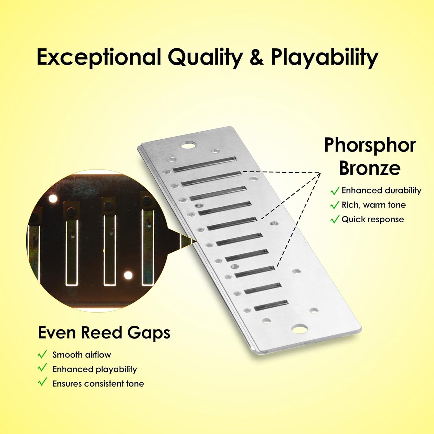 Diatonic Harmonica of B flat Key,Blues Mouth Organ 10 Hole 20 Tones, Reed of Phosphor Bronze, ABS Combo, Easy-Clean Cover,10 Hole Blues Harp for Adult, Beginner