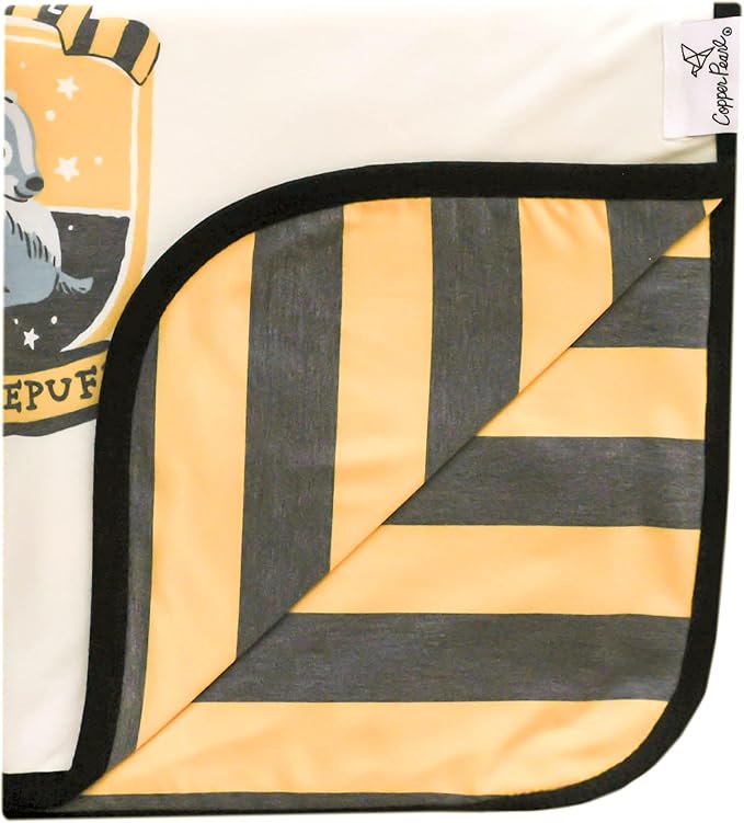 Copper Pearl Three-Layer Quilt: Soft Quilts for Boys & Girls | Breathable, Cozy | Toddler & Newborn | 46x46 Premium Polyester/Rayon | Hufflepuff