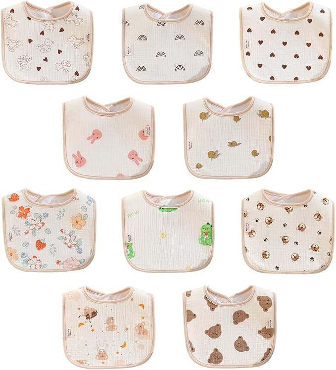 Baby Bandana Bibs, 6 Pack Waterproof Toddler Bib,Soft Cotton Absorbent Baby Bibs for Eating,Drooling,Teething