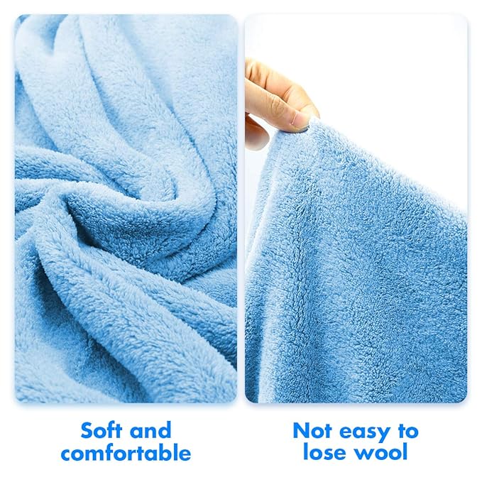 ROMASA Toddler Hooded Bath Towel Ultra Soft Towel Highly Absorbent Bathrobe Blanket for Boys Girls- 27.5" x 55"(Blue Shark-Shape)