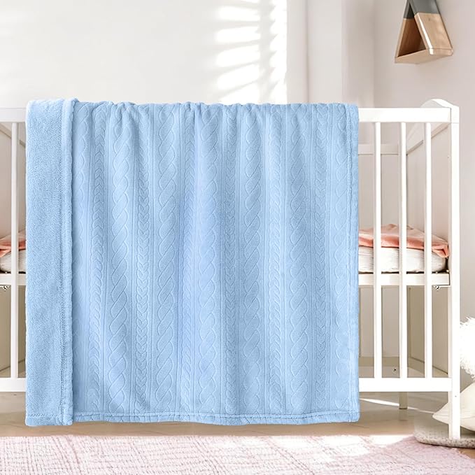 BORITAR 3D Fleece Baby Blanket for Girls Boys Fluffy Fuzzy Flannel Soft Warm Plush Cozy Bed Blanket for Toddlers Infant Newborn and Home Decor (30x40 inch, Baby Blue)