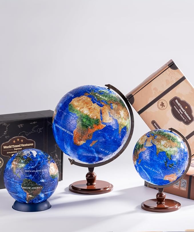 Pintoo 3-D Puzzle Globe Legendary Small 6" Earth Globe Decor with 240 Curved & Translucent Puzzle Pieces - Globes of The World for Unisex Adults, Explorers, Business, Home Decoration [A3752]