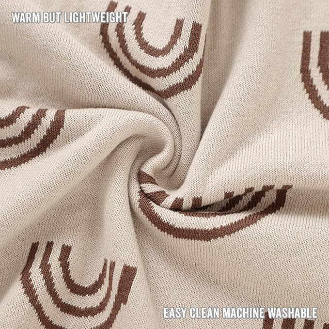 Baby Blanket for Girls and Boys - 100% Cotton Buttery Soft Cozy Receiving Swaddle Stroller Blanket for Shower Gift Registry for Newborns, Infants, Toddlers (Rainbow - Taupe)