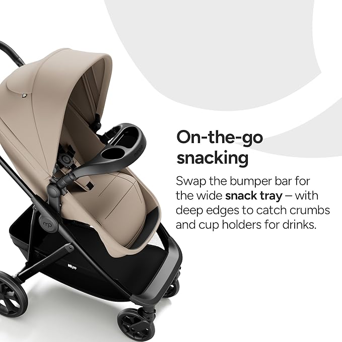 Mompush Wiz Pro 4-in-1 Baby Stroller with Newborn Mode, Full-Size All-Terrain Premium Stroller from Newborn to Toddler, Snack Tray Included for Easy Feeding & Outing, Lay-Flat in Seconds