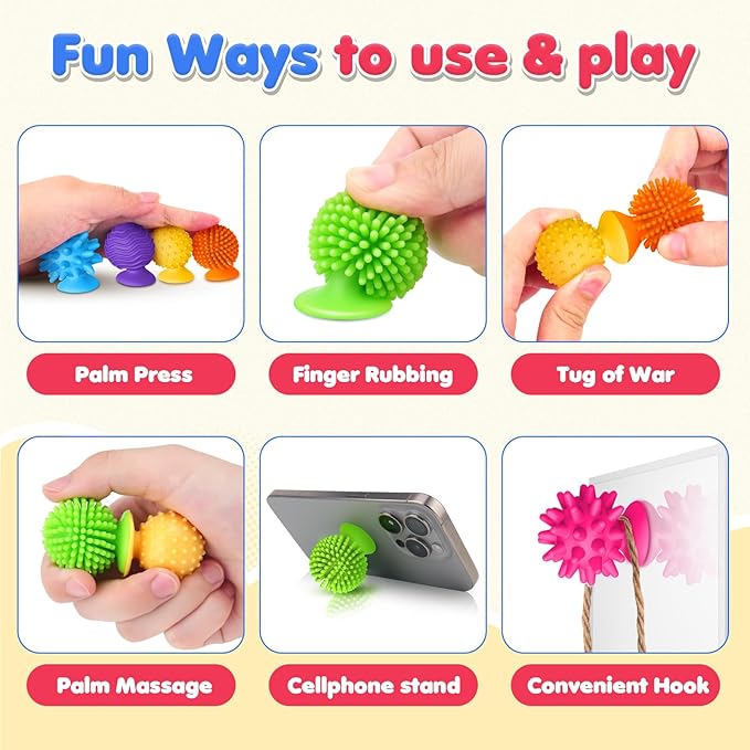 Sensory Fidget Toys Kids Adults: 16 Pack Textured Suction Toys for Autism Kids Calming - Quiet Anxiety Fidgets for Classroom Prize - Calm Down Toy for Girls Boys - Gifts Christmas Stocking Stuffers