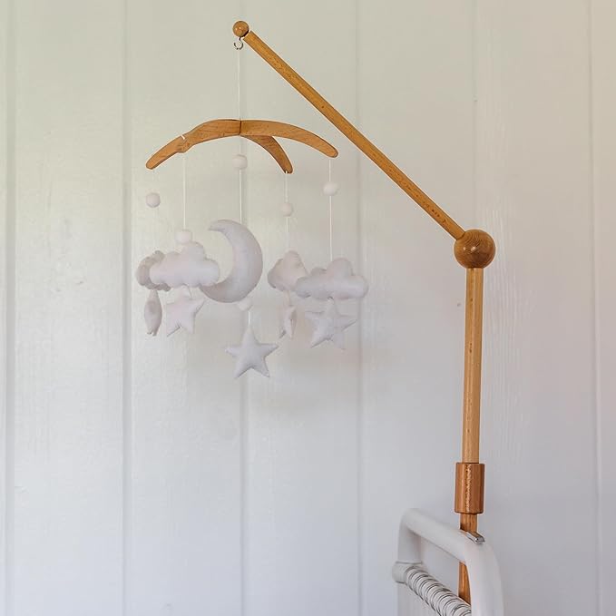 Sorrel + Fern Baby Crib Mobile (Moon, Cloud, & Stars) - Baby Shower Gift Nursery Decor Ceiling Mobile for Boys & Girls (Foldable)