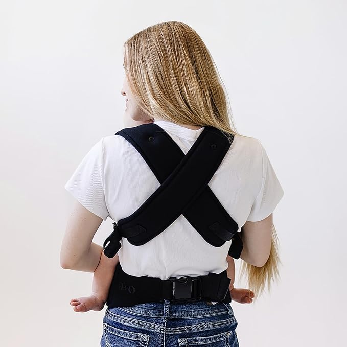 Ava & Oliver Essential Baby Carrier – Ergonomic, Hip-Healthy Soft Structured Carrier for Infants & Toddlers (7–35lbs) - Front and Back Carry, Breathable Fabric, Stylish & Lightweight (Black)