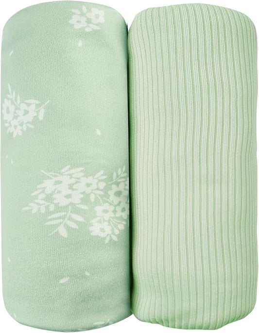 Jersey Swaddle Blanket, Ultra Soft Stretchy Receiving Blanket, Newborn Swaddle Wrap for Boys & Girls, 40 x 30 inches, 2 Pcs