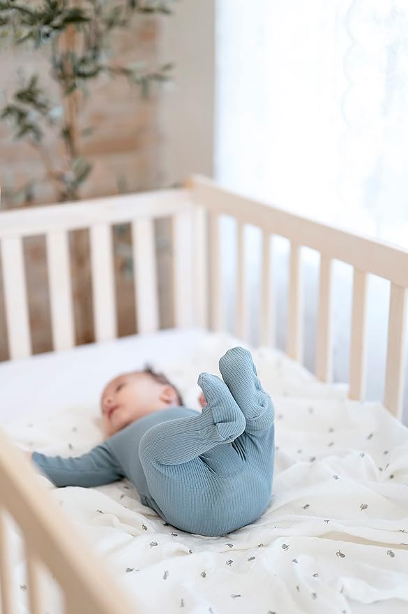 Ely's & Co. Muslin Swaddle Blanket 2-Pack — 100% Cotton Muslin Extra-Large Swaddle Blankets (47” x 47”) Solid + Printed (Sage Pear)