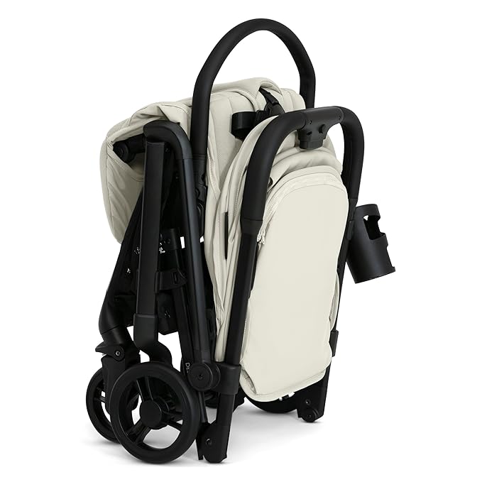 Delta Children Icon Ultra Compact Lightweight Everyday & Travel Stroller - One-Hand Fold - Only 15.6 Pounds - Fits in Overhead Compartments - Greenguard Gold Certified - Multi-Position Recline, Cream