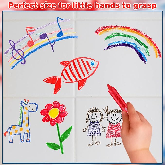 Crtiin 18 Pieces Bath Bathtub Crayons Washable Easy Clean Bathtime Crayons Colorful Bathtub Shower Markers Toys Bath Paint for Toddlers Kids