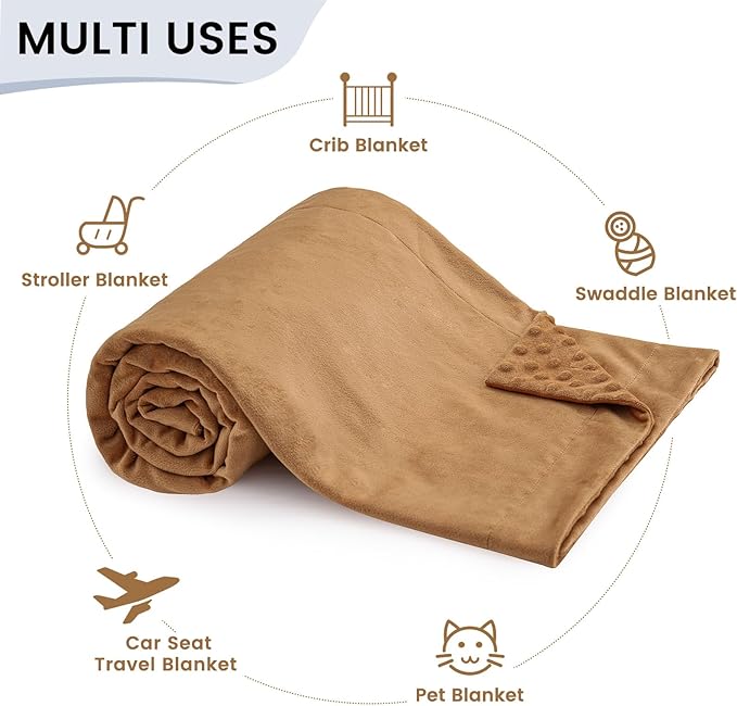 david's kids Micro Fleece Minky Baby Blanket for Boys Girls Neutral with Double Layer and Soothing Raised Dots, 40x50 Inches Breathable and Soft Lightweight Receiving Blanket for Newborns, Biscuit