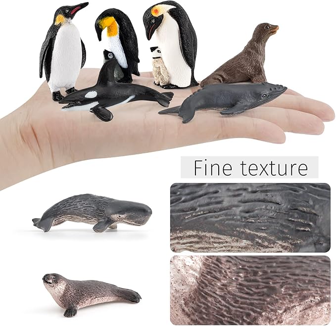 14PCS Antarctica Penguin Figurines Toy Playset Arctic Penguin Lifecycle Realistic Sperm Whale Toys Cake Decoration Christmas Birthday Party Supplies Decor