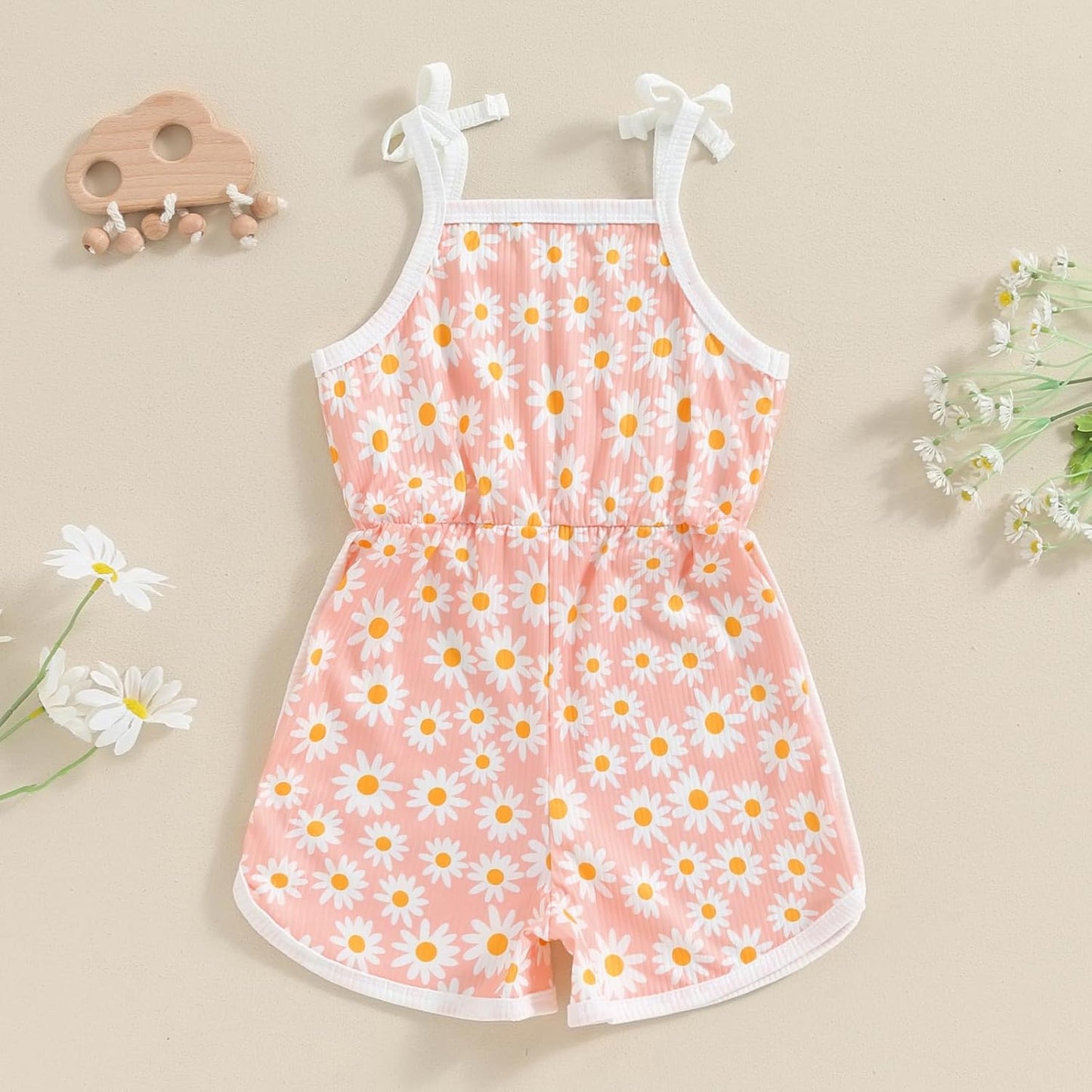 WZTYYDS Toddler Baby Girl Summer Clothes Floral Romper Tie-Up Strap Halter Jumpsuit Infant Summer Sling Playsuit 6M-3T