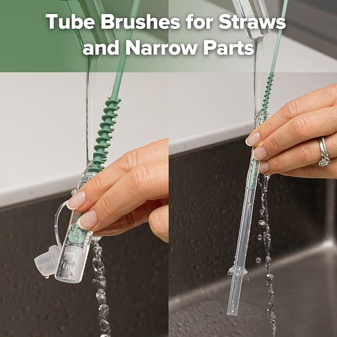 Haakaa 5-in-1 Cleaning Brush Set – Baby Bottle Brush & Bottle Brush Cleaner, Multi-Purpose 360° Comprehensive Cleaning for Breast Pumps, Breast Milk Collector, Baby Bottles, Nipples ,Straw – Portable