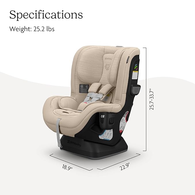 UPPAbaby Rove Convertible Car Seat - 2-in-1 Rear + Forward Facing - Quick + Secure 3-Step Install - Intuitive Safety Technology + Comfort Features - Cup Holder Included - Kavneer (Almond Mélange)