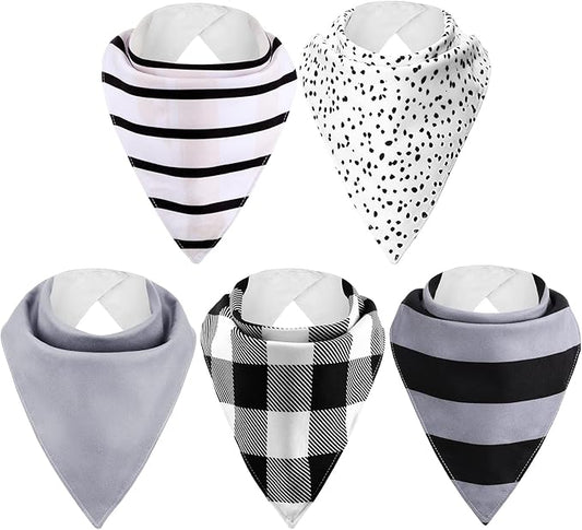 Janmercy 5 Pack Adult Drool Bandana Bibs Soft Adjustable Absorbent Christmas Drool Bibs for Christmas Special Needs Unisex Men Women