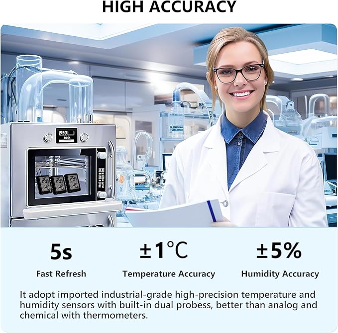 Digital Hygrometer Indoor Thermometer, [Fast Refresh] [Large Comfort Indicator] Home Essentials Room Temperature and Humidity Monitor Meter w/High Accurate Sensor, for Bedroom, Baby Room, Greenhouse