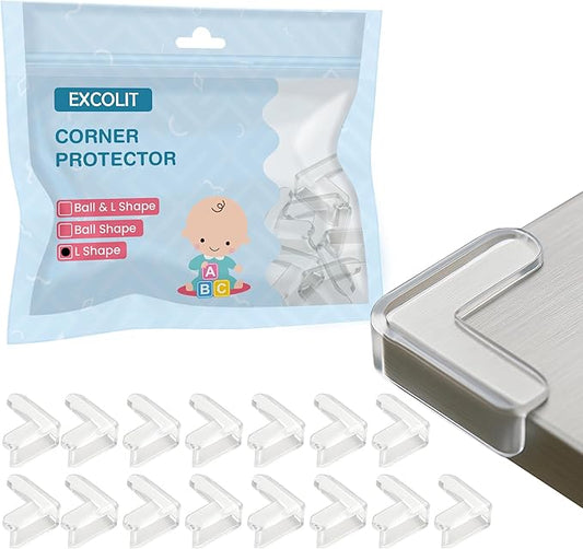 Corner Protector for Baby, Pack of 15 Clear & Transparent Edge Guards for Baby Proofing, Safety Furniture Corner Protectors for Furniture to Prevent Injuries (L Shaped)