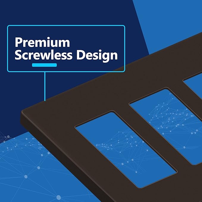 LIDER Matte Finish Decorator Switch Cover, Screwless Wall Plate, Mid-Size 3-Gang 4.88" x 6.77", Unbreakable Polycarbonate Thermoplastic, UL Listed, LSWP-33M-BR, Brown