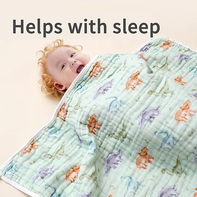 Muslin Hooded Baby Towels,2 Pack Baby Bath Towels,Large 31.5x31.5Inch,Hooded Towels for Baby and Infant,Soft&Absorbent(Elephants and Dinosaurs)