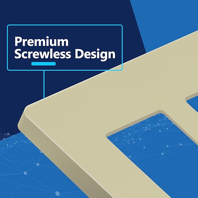 LIDER Matte Finish Double Decorator Switch Cover, Screwless Wall Plate, Mid-Size 2-Gang 4.88" x 4.92", Unbreakable Polycarbonate Thermoplastic, UL Listed, LSWP-32M-I10P, Ivory