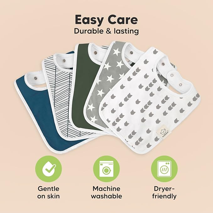 KeaBabies 8-Pack Organic Baby Bibs for Boys, Girls - Super Absorbent Cotton Drool Bibs for Baby Girl & Boy, Teething Toddler, Drooling Newborn, Ultra Soft & Machine Washable (Crossroads)