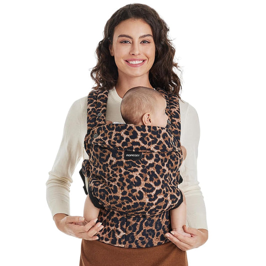 Momcozy Baby Carrier - Ergonomic, Cozy and Lightweight Carrier for 3-24 Months, Effortless to Put On, Ideal for Hands-Free Parenting, Enhanced Lumbar Support, Purehug for Infant to Toddler, Leopard