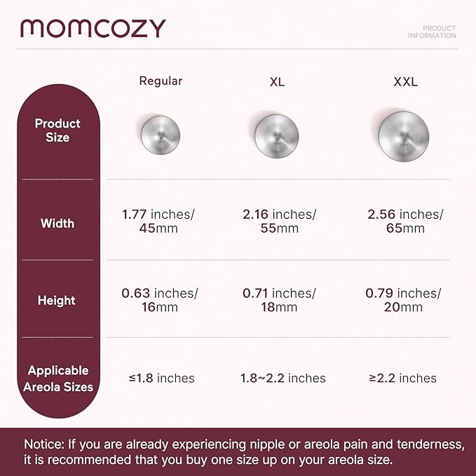 Momcozy 999 Silver Nursing Cups, Hole-Free Design, 999 Silver Nipple Shields, Breastfeeding Essentials, Silver Nipple Shields for Breastfeeding Newborns, Metal Nipple Shields,XXL Size