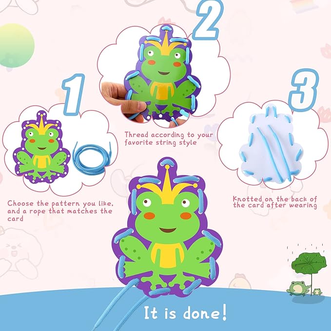 Zonon 8 Pieces Kids Lacing Cards Sewing Cards in 8 Patterns Lacing Games for Developing Imagination Education Supplies Children Sewing Game Favors (Princess, Castle Style)