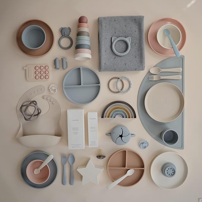 mushie Flatware Fork and Spoon Set for Toddlers | Made in Denmark (Cloud)