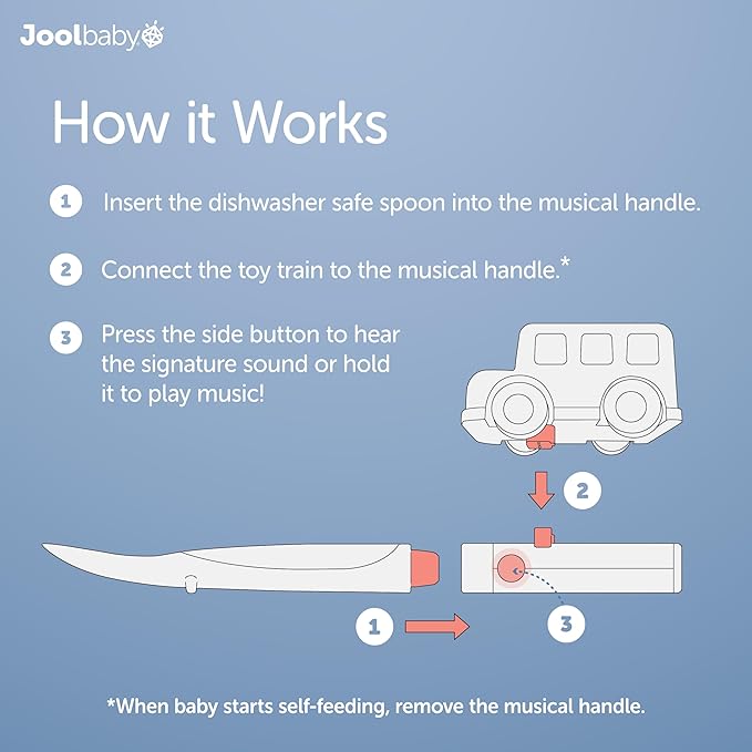 Jool Baby Musical Baby Spoons, 3 Spoons + School Bus with Fun Sounds - Multi-Stage Spoon for Infant Feeding & Training Babies 6+ Months to Self-Feed