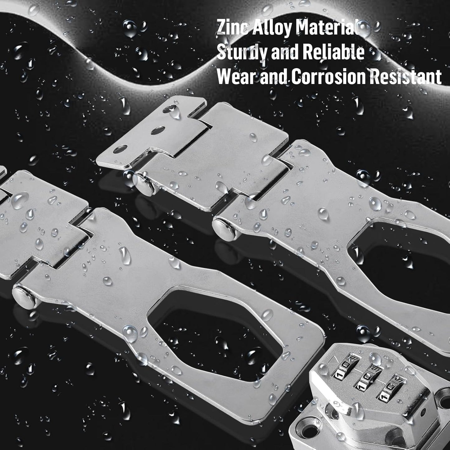 Double Hinge Cabinet Password Hasp Lock Zinc Alloy Cabinet Door Password Lock Password Rotary Hasp Lock 3 Digit Sliding Lockable Rotary Door Lock Hasp for Cabinets, Doors, Flip Barn Door (Silver)