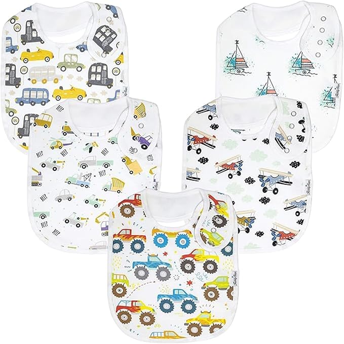 Organic Cotton Baby Bibs for Boys & Girls – Soft, Absorbent Teething & Drool Bibs - Adjustable Snaps for Toddlers