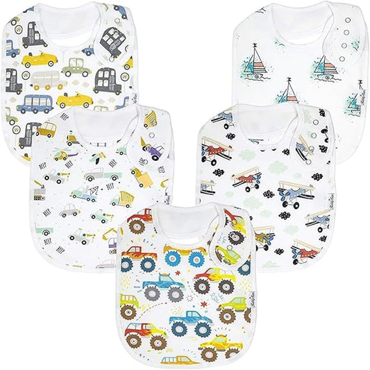 Organic Cotton Baby Bibs for Boys & Girls – Soft, Absorbent Teething & Drool Bibs - Adjustable Snaps for Toddlers