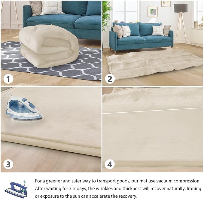 Baby Play Mat for Floor Tummy Time Mat Nursery Rug Muscle Mat Area Rug Playroom Rug Tatami Mat 13'1"x6'7" Memory Foam 1.3" Thick Crawling Mat For Babies,Toddlers, Infants, Kids,Floor Mat(Beige)