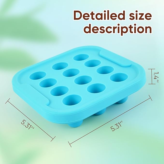 Silicone Milk Freezer Tray - Perfect Storage Container Silicone Baby Food Freezer Tray Mold With Lid for Bone Broth, Purees Baby Food and Purees Color Aqua Blue