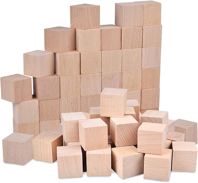 200 Pack Unfinished Wooden Cube Blocks,Square Wood Craft Cube Blocks Wooden Blocks Building Blocks,Square Blank Blocks,Puzzle Making and DIY Craft Cube Blocks Making & DIY Projects (Wood-0.79 Inch)