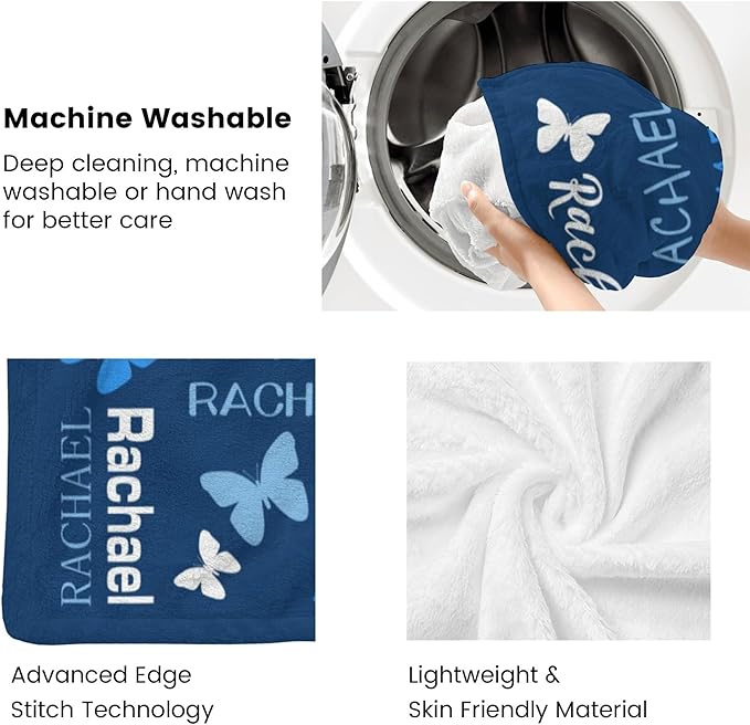 Personalized Throw Blanket with Name Custom Blankets Customized Baby Blanket for Girls Kids Adult Birthday Gift