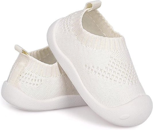 Baby First-Walking Shoes 1-4 Years Kid Shoes Trainers Toddler Infant Boys Girls Soft Sole Non Slip Cotton Canvas Mesh Breathable Lightweight TPR Material Slip-on Sneakers Outdoor