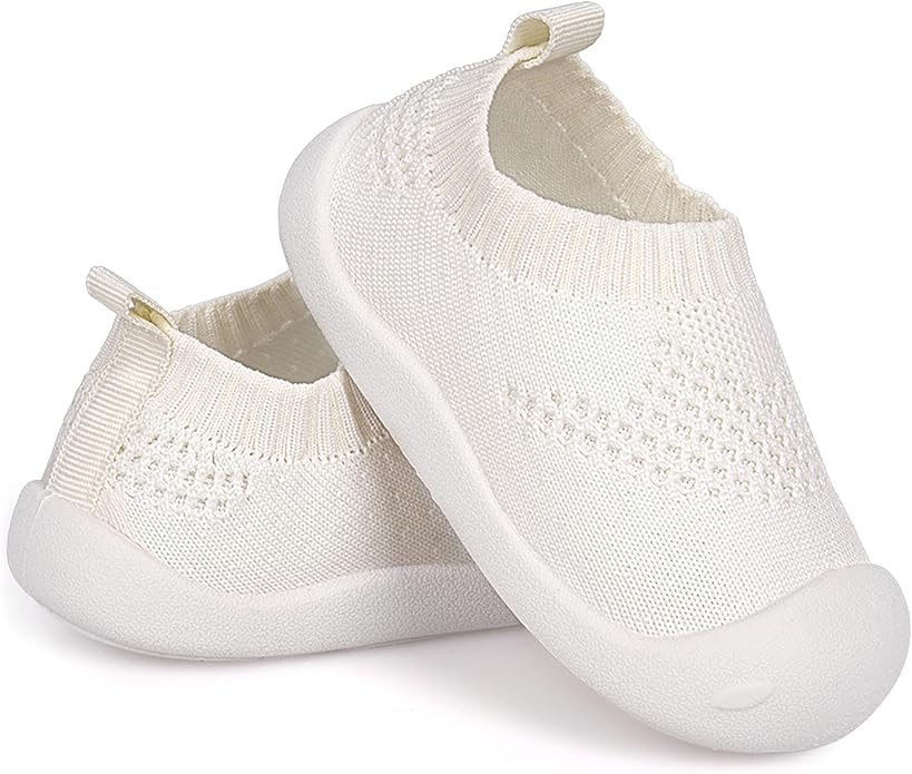 Baby First-Walking Shoes 1-4 Years Kid Shoes Trainers Toddler Infant Boys Girls Soft Sole Non Slip Cotton Canvas Mesh Breathable Lightweight TPR Material Slip-on Sneakers Outdoor